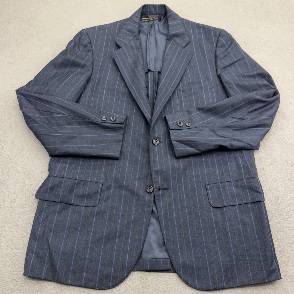 Vintage 1970s Brooks Brothers 346 Special Cut Blazer Mens 44L Navy Blue Stripe